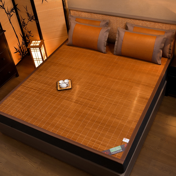 91家纺网 家纺一手货源 找家纺 苏迪网销供货 2025新款竹韵清凉国风水墨碳化竹席 水墨碳化直筒款