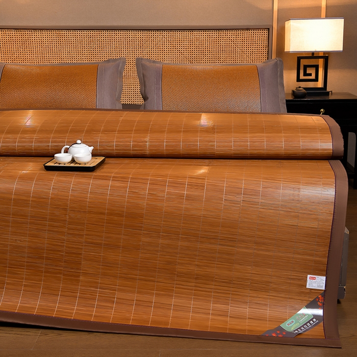 91家纺网 家纺一手货源 找家纺 苏迪网销供货 2025新款竹韵清凉国风水墨碳化竹席 水墨碳化直筒款