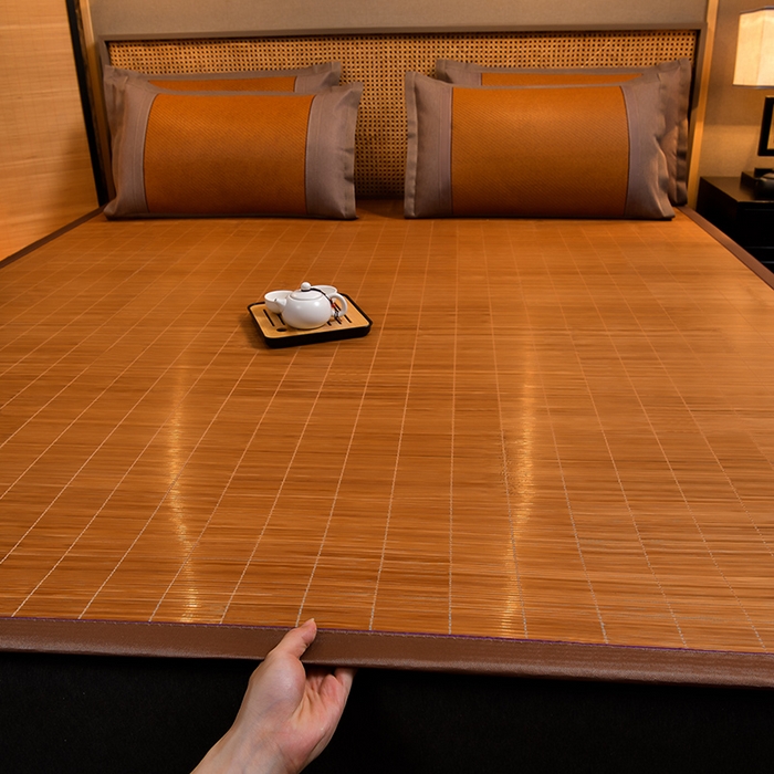 91家纺网 家纺一手货源 找家纺 苏迪网销供货 2025新款竹韵清凉国风水墨碳化竹席 水墨碳化直筒款