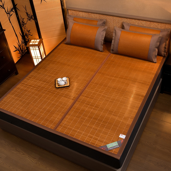 91家纺网 家纺一手货源 找家纺 苏迪网销供货 2025新款竹韵清凉国风水墨碳化竹席 水墨碳化对折款