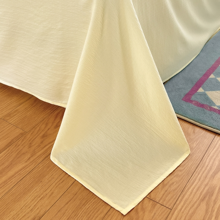 91家纺网 家纺一手货源 找家纺 玉海棠家纺 2025新款云感云感双层纱皱皱纱全棉花边款夏被四件套 约定熊