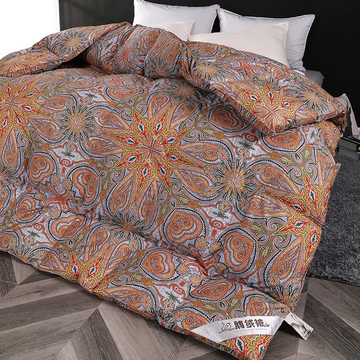 91家纺网 家纺一手货源 找家纺 呆头鹅羽绒工厂店 2025新款100支柔塞丝印花羽绒被 白鹅绒鸭绒被子被芯羽绒工厂店 伊顿桔