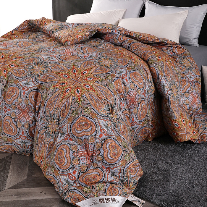 91家纺网 家纺一手货源 找家纺 呆头鹅羽绒工厂店 2025新款100支柔塞丝印花羽绒被 白鹅绒鸭绒被子被芯羽绒工厂店 伊顿桔