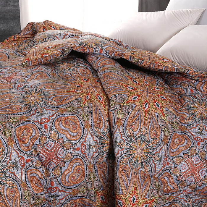 91家纺网 家纺一手货源 找家纺 呆头鹅羽绒工厂店 2025新款100支柔塞丝印花羽绒被 白鹅绒鸭绒被子被芯羽绒工厂店 伊顿桔