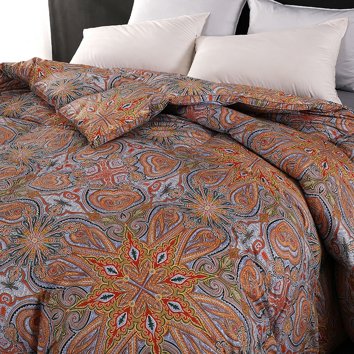 91家纺网 家纺一手货源 找家纺 呆头鹅羽绒工厂店 2025新款100支柔塞丝印花羽绒被 白鹅绒鸭绒被子被芯羽绒工厂店 伊顿桔