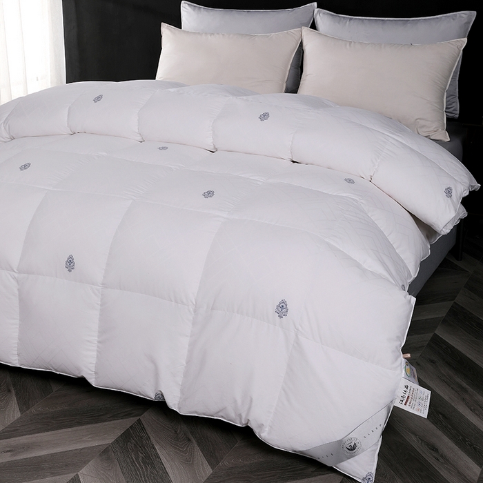 91家纺网 家纺一手货源 找家纺 呆头鹅羽绒工厂店 2025新款80支全棉苏绣提花羽绒被 白鹅绒鸭绒被子被芯羽绒工厂店 白色