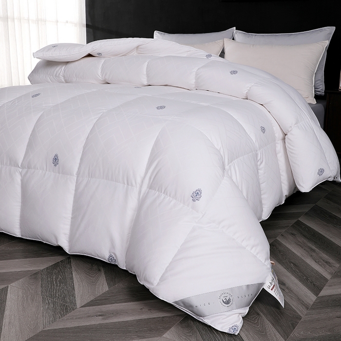 91家纺网 家纺一手货源 找家纺 呆头鹅羽绒工厂店 2025新款80支全棉苏绣提花羽绒被 白鹅绒鸭绒被子被芯羽绒工厂店 白色