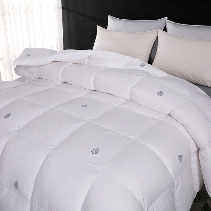 91家纺网 家纺一手货源 找家纺 呆头鹅羽绒工厂店 2025新款80支全棉苏绣提花羽绒被 白鹅绒鸭绒被子被芯羽绒工厂店 白色