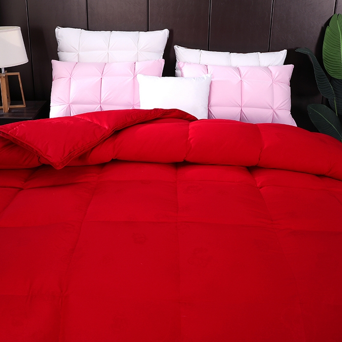 91家纺网 家纺一手货源 找家纺 呆头鹅羽绒工厂店 2025新款80支全棉大提花羽绒被 白鹅绒鸭绒被子被芯羽绒工厂店 红色