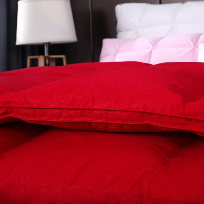 91家纺网 家纺一手货源 找家纺 呆头鹅羽绒工厂店 2025新款80支全棉大提花羽绒被 白鹅绒鸭绒被子被芯羽绒工厂店 红色