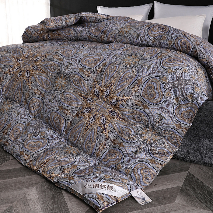 91家纺网 家纺一手货源 找家纺 呆头鹅羽绒工厂店 2025新款100支柔塞丝印花羽绒被 白鹅绒鸭绒被子被芯羽绒工厂店 伊顿紫