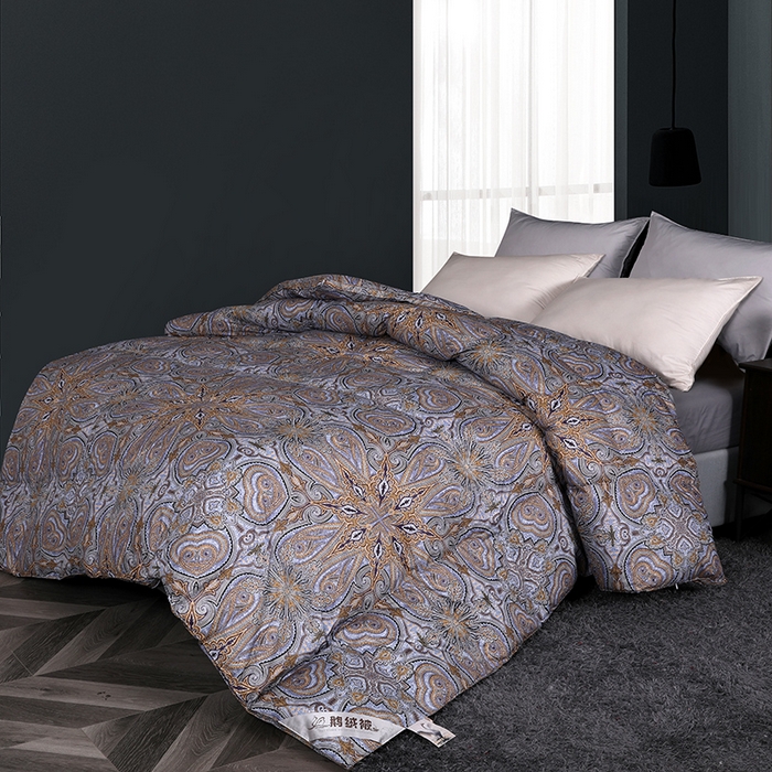 91家纺网 家纺一手货源 找家纺 呆头鹅羽绒工厂店 2025新款100支柔塞丝印花羽绒被 白鹅绒鸭绒被子被芯羽绒工厂店 伊顿紫