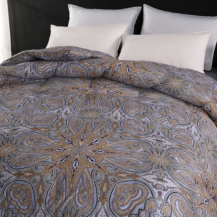 91家纺网 家纺一手货源 找家纺 呆头鹅羽绒工厂店 2025新款100支柔塞丝印花羽绒被 白鹅绒鸭绒被子被芯羽绒工厂店 伊顿紫