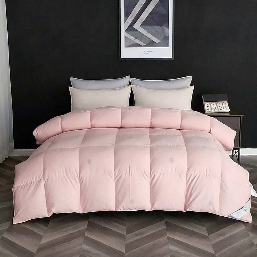 91家纺网 家纺一手货源 找家纺 呆头鹅羽绒工厂店 2025新款80支全棉苏绣提花羽绒被 白鹅绒鸭绒被子被芯羽绒工厂店 豆沙