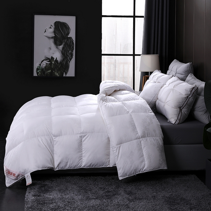 91家纺网 家纺一手货源 找家纺 呆头鹅羽绒工厂店 2025新款80支全棉大提花羽绒被 白鹅绒鸭绒被子被芯羽绒工厂店 白色