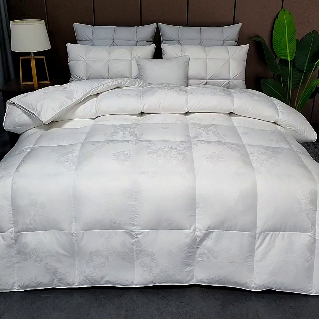 91家纺网 家纺一手货源 找家纺 呆头鹅羽绒工厂店 2025新款80支全棉大提花羽绒被 白鹅绒鸭绒被子被芯羽绒工厂店 白色