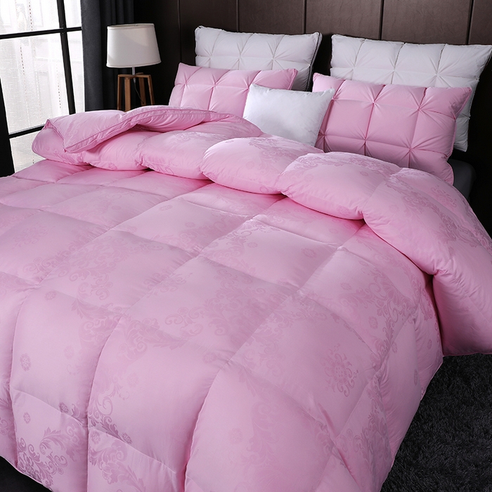 91家纺网 家纺一手货源 找家纺 呆头鹅羽绒工厂店 2025新款80支全棉大提花羽绒被 白鹅绒鸭绒被子被芯羽绒工厂店 粉色