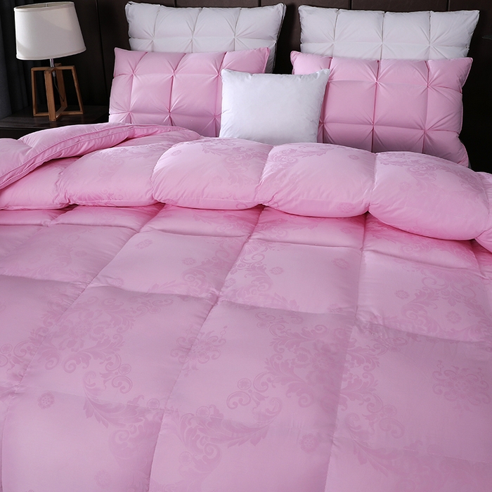 91家纺网 家纺一手货源 找家纺 呆头鹅羽绒工厂店 2025新款80支全棉大提花羽绒被 白鹅绒鸭绒被子被芯羽绒工厂店 粉色