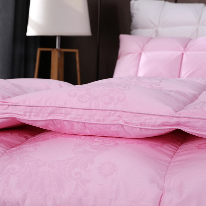 91家纺网 家纺一手货源 找家纺 呆头鹅羽绒工厂店 2025新款80支全棉大提花羽绒被 白鹅绒鸭绒被子被芯羽绒工厂店 粉色