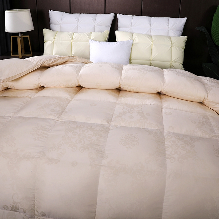 91家纺网 家纺一手货源 找家纺 呆头鹅羽绒工厂店 2025新款80支全棉大提花羽绒被 白鹅绒鸭绒被子被芯羽绒工厂店 黄色