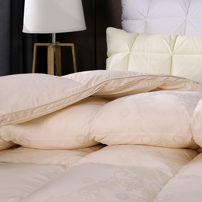 91家纺网 家纺一手货源 找家纺 呆头鹅羽绒工厂店 2025新款80支全棉大提花羽绒被 白鹅绒鸭绒被子被芯羽绒工厂店 黄色