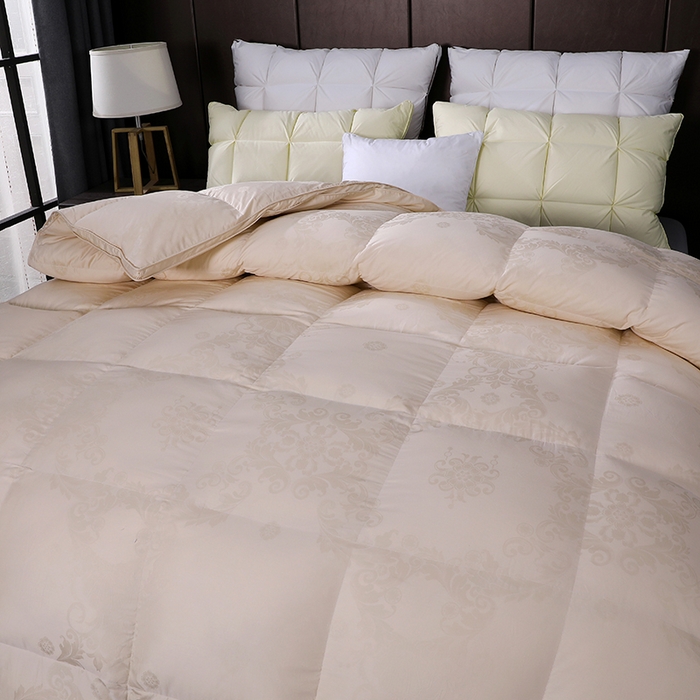 91家纺网 家纺一手货源 找家纺 呆头鹅羽绒工厂店 2025新款80支全棉大提花羽绒被 白鹅绒鸭绒被子被芯羽绒工厂店 黄色