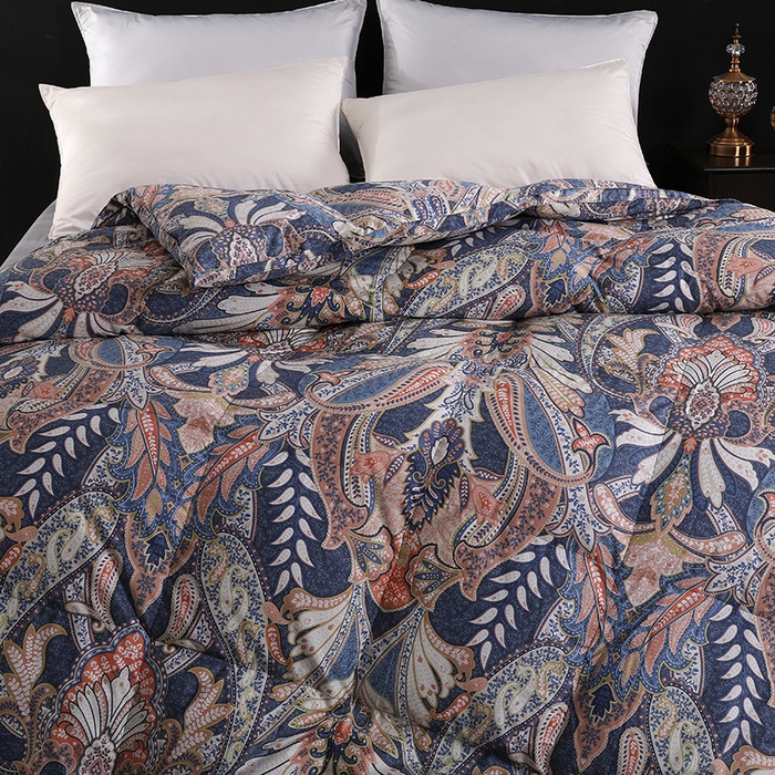 91家纺网 家纺一手货源 找家纺 呆头鹅羽绒工厂店 2025新款100支柔塞丝印花羽绒被 白鹅绒鸭绒被子被芯羽绒工厂店 羽翔粉紫