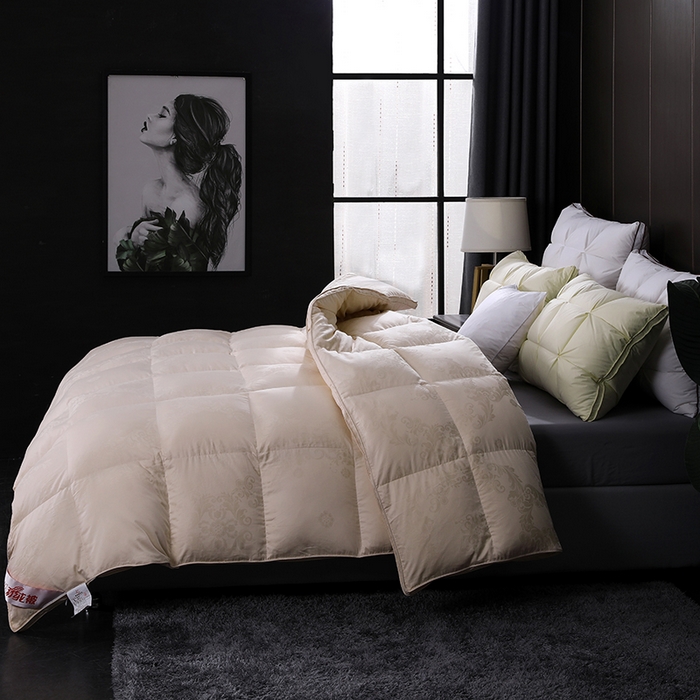 91家纺网 家纺一手货源 找家纺 呆头鹅羽绒工厂店 2025新款80支全棉大提花羽绒被 白鹅绒鸭绒被子被芯羽绒工厂店 黄色