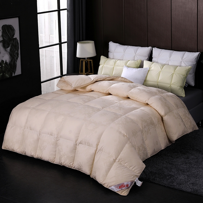 91家纺网 家纺一手货源 找家纺 呆头鹅羽绒工厂店 2025新款80支全棉大提花羽绒被 白鹅绒鸭绒被子被芯羽绒工厂店 黄色