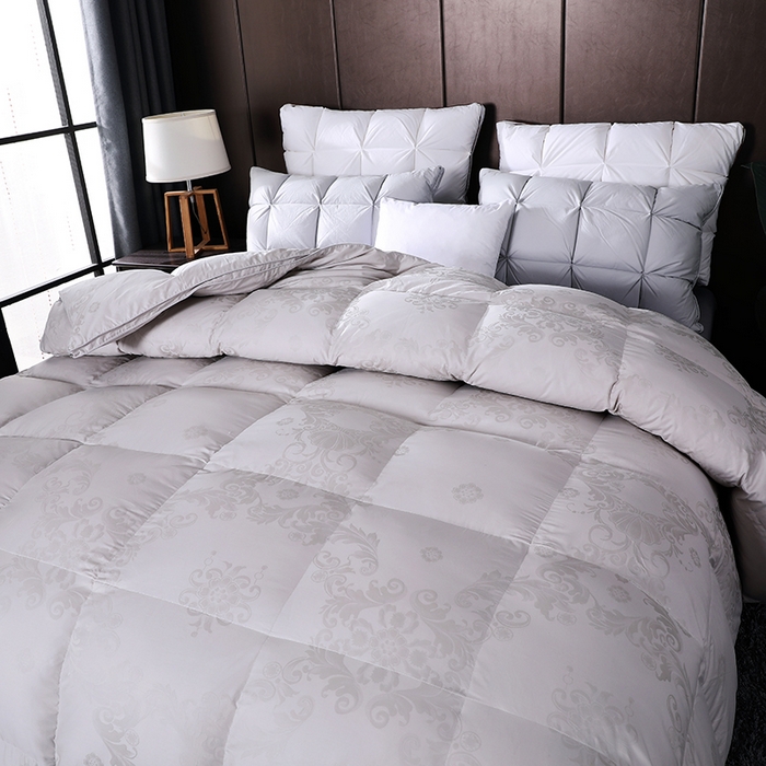 91家纺网 家纺一手货源 找家纺 呆头鹅羽绒工厂店 2025新款80支全棉大提花羽绒被 白鹅绒鸭绒被子被芯羽绒工厂店 灰色