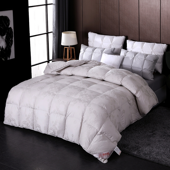 91家纺网 家纺一手货源 找家纺 呆头鹅羽绒工厂店 2025新款80支全棉大提花羽绒被 白鹅绒鸭绒被子被芯羽绒工厂店 灰色