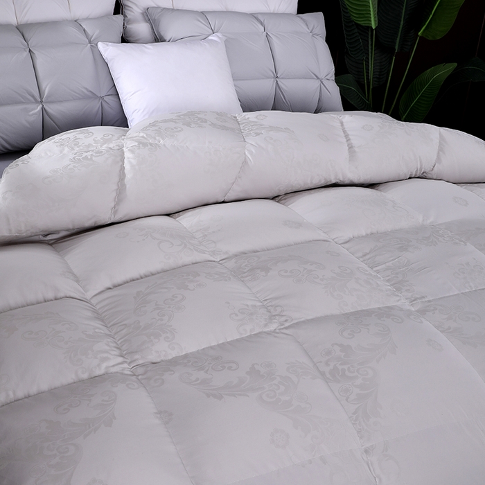 91家纺网 家纺一手货源 找家纺 呆头鹅羽绒工厂店 2025新款80支全棉大提花羽绒被 白鹅绒鸭绒被子被芯羽绒工厂店 灰色