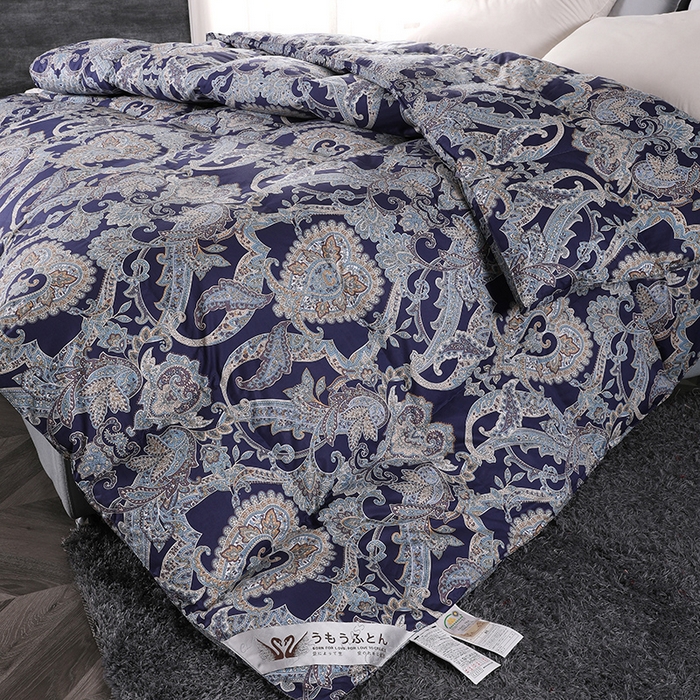 91家纺网 家纺一手货源 找家纺 呆头鹅羽绒工厂店 2025新款100支柔塞丝印花羽绒被 白鹅绒鸭绒被子被芯羽绒工厂店 黛尼雅宝兰