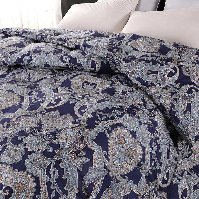 91家纺网 家纺一手货源 找家纺 呆头鹅羽绒工厂店 2025新款100支柔塞丝印花羽绒被 白鹅绒鸭绒被子被芯羽绒工厂店 黛尼雅宝兰