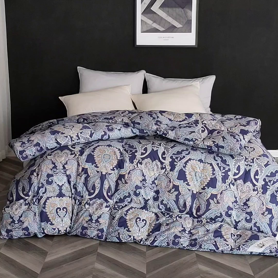 91家纺网 家纺一手货源 找家纺 呆头鹅羽绒工厂店 2025新款100支柔塞丝印花羽绒被 白鹅绒鸭绒被子被芯羽绒工厂店 黛尼雅宝兰