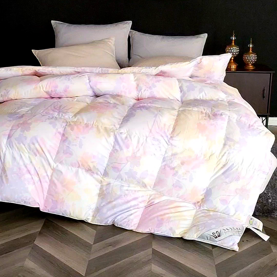 91家纺网 家纺一手货源 找家纺 呆头鹅羽绒工厂店 2025新款100支柔塞丝印花羽绒被 白鹅绒鸭绒被子被芯羽绒工厂店 富眠