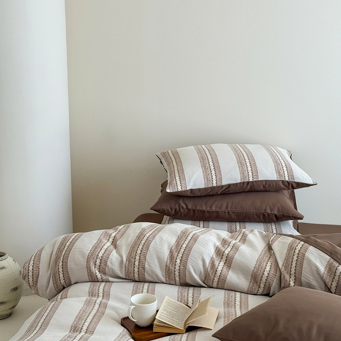 91家纺网 家纺一手货源 找家纺 （总）柚可家居 2025新款水洗棉提花四件套-