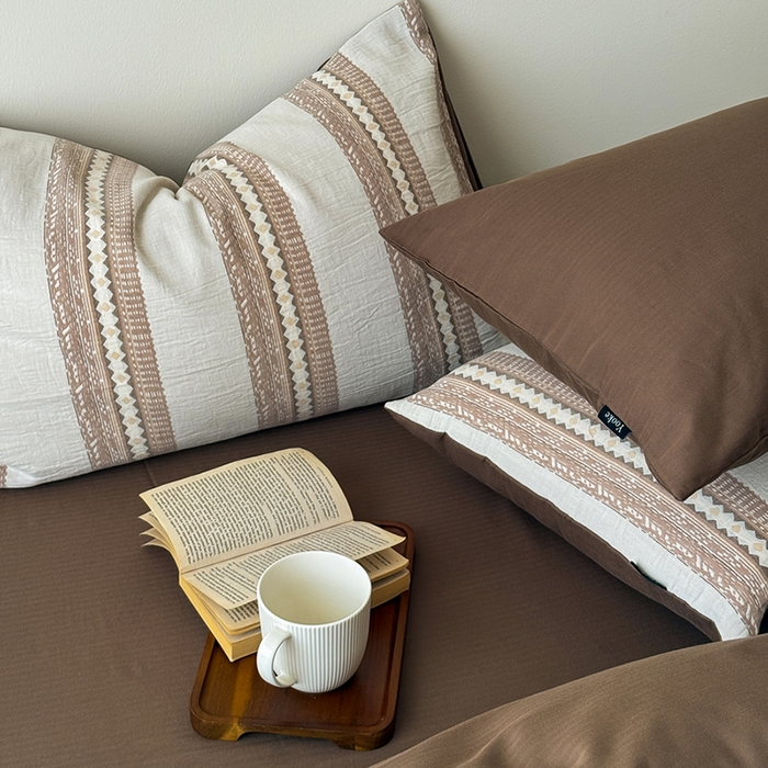 91家纺网 家纺一手货源 找家纺 （总）柚可家居 2025新款水洗棉提花四件套-