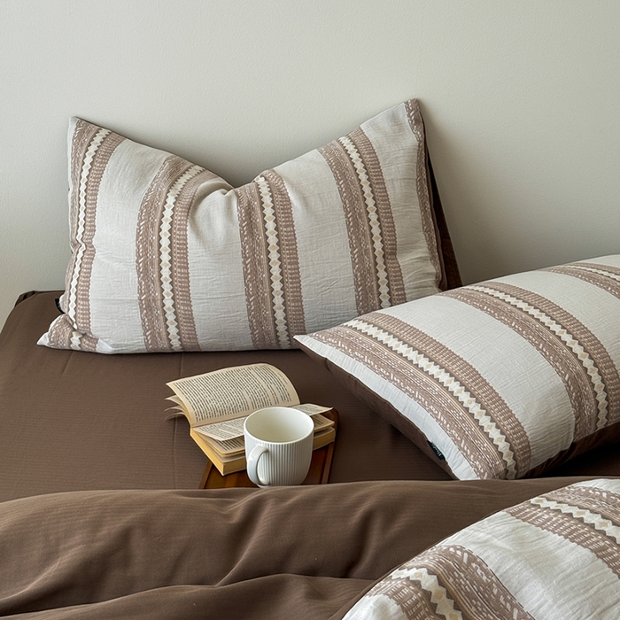 91家纺网 家纺一手货源 找家纺 （总）柚可家居 2025新款水洗棉提花四件套-