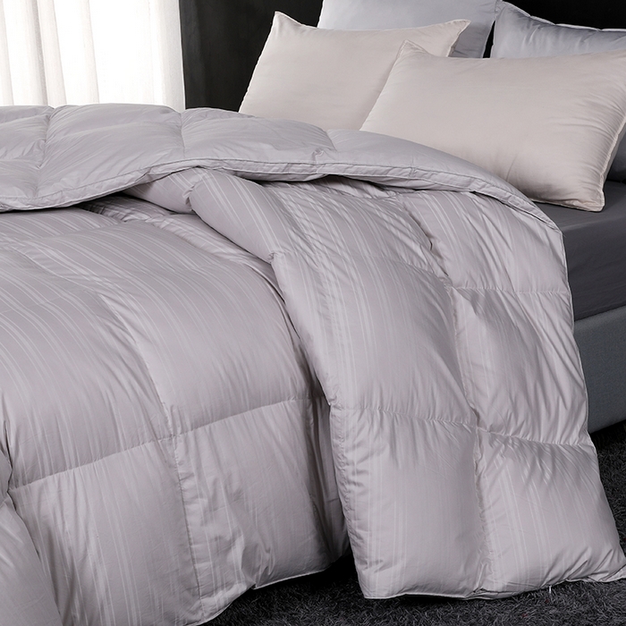 91家纺网 家纺一手货源 找家纺 （总）呆头鹅羽绒工厂店 2025新款竹棉缎条纹羽绒被 白鹅绒鸭绒被子被芯羽绒工厂店