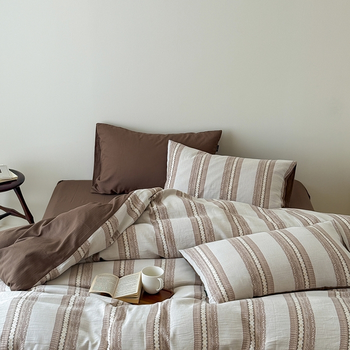 91家纺网 家纺一手货源 找家纺 （总）柚可家居 2025新款水洗棉提花四件套-