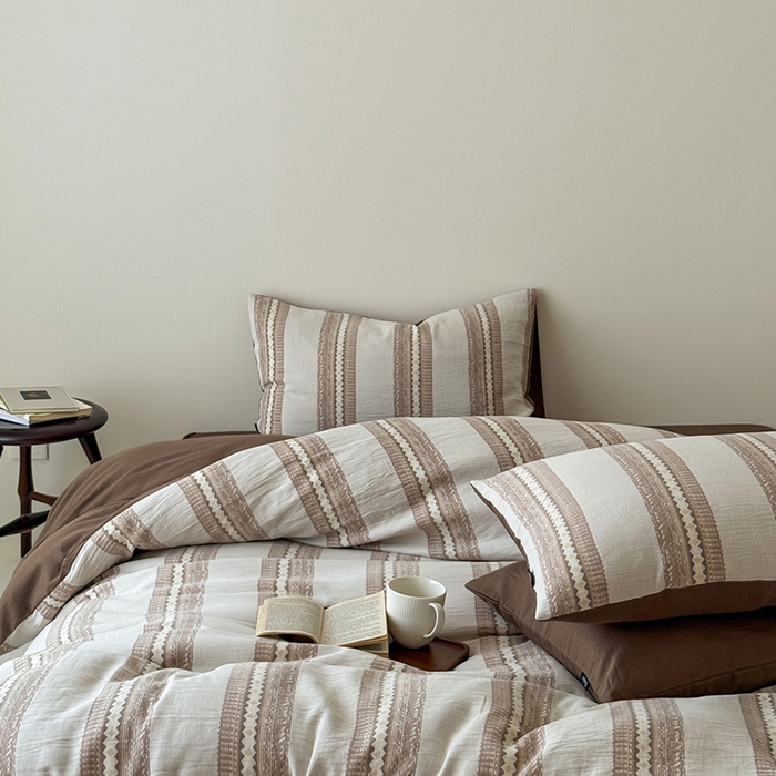 91家纺网 家纺一手货源 找家纺 （总）柚可家居 2025新款水洗棉提花四件套-