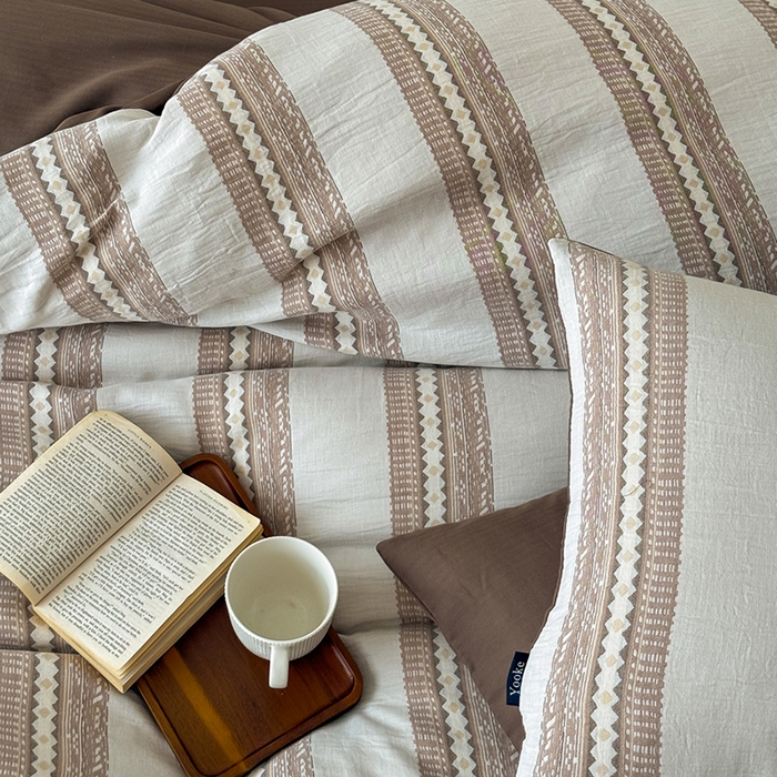 91家纺网 家纺一手货源 找家纺 （总）柚可家居 2025新款水洗棉提花四件套-