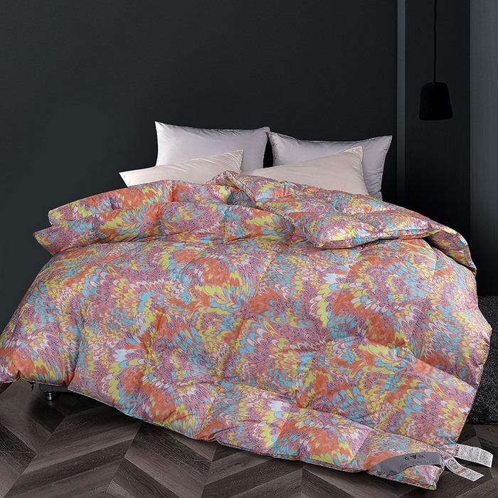 91家纺网 家纺一手货源 找家纺 呆头鹅羽绒工厂店 2025新款100支柔塞丝印花羽绒被 白鹅绒鸭绒被子被芯羽绒工厂店 孔雀开屏