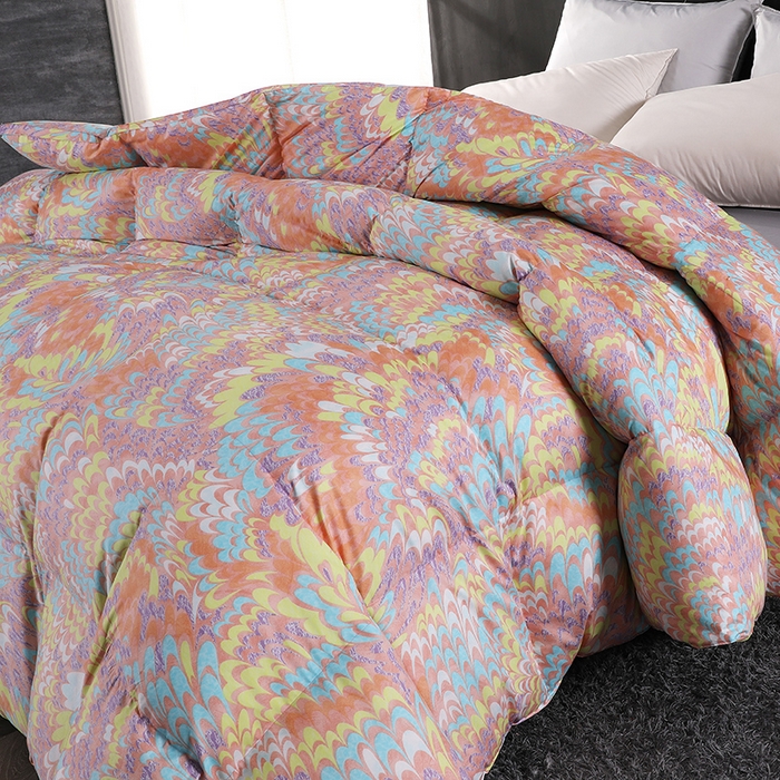 91家纺网 家纺一手货源 找家纺 呆头鹅羽绒工厂店 2025新款100支柔塞丝印花羽绒被 白鹅绒鸭绒被子被芯羽绒工厂店 孔雀开屏