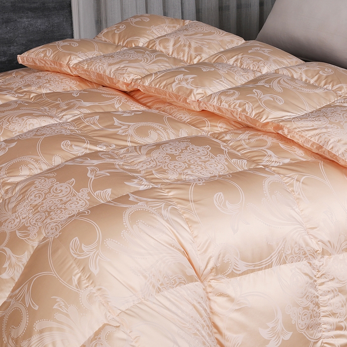 91家纺网 家纺一手货源 找家纺 呆头鹅羽绒工厂店 2025新款大提花锁绒绸羽绒被 白鹅绒鸭绒被子被芯羽绒工厂店 金色