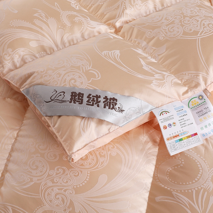 91家纺网 家纺一手货源 找家纺 呆头鹅羽绒工厂店 2025新款大提花锁绒绸羽绒被 白鹅绒鸭绒被子被芯羽绒工厂店 金色