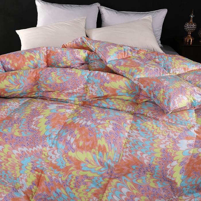 91家纺网 家纺一手货源 找家纺 呆头鹅羽绒工厂店 2025新款100支柔塞丝印花羽绒被 白鹅绒鸭绒被子被芯羽绒工厂店 孔雀开屏