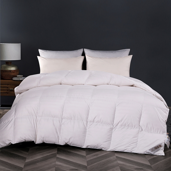 91家纺网 家纺一手货源 找家纺 （总）呆头鹅羽绒工厂店 2025新款竹棉缎条纹羽绒被 白鹅绒鸭绒被子被芯羽绒工厂店