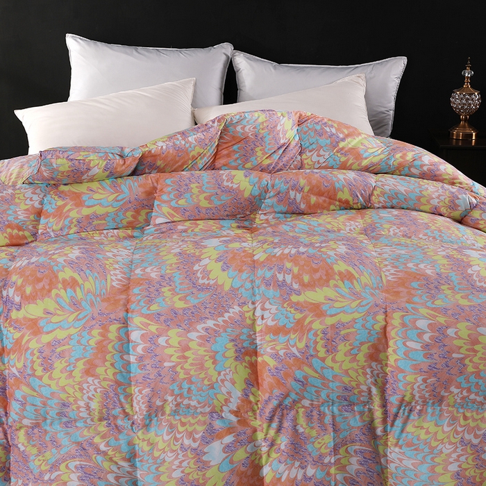 91家纺网 家纺一手货源 找家纺 呆头鹅羽绒工厂店 2025新款100支柔塞丝印花羽绒被 白鹅绒鸭绒被子被芯羽绒工厂店 孔雀开屏